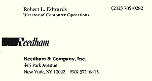 Needham & Company Computer Operations