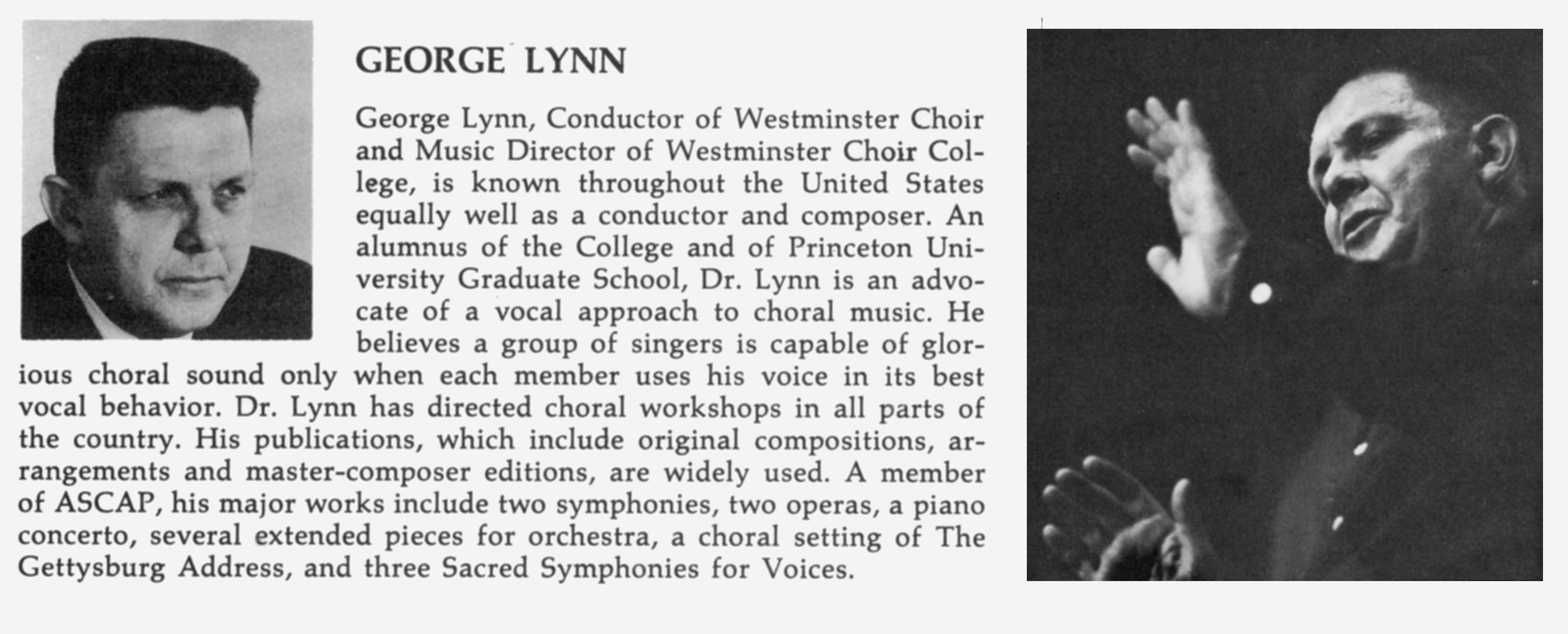 Dr. George Lynn, bio, Westminster Choir College